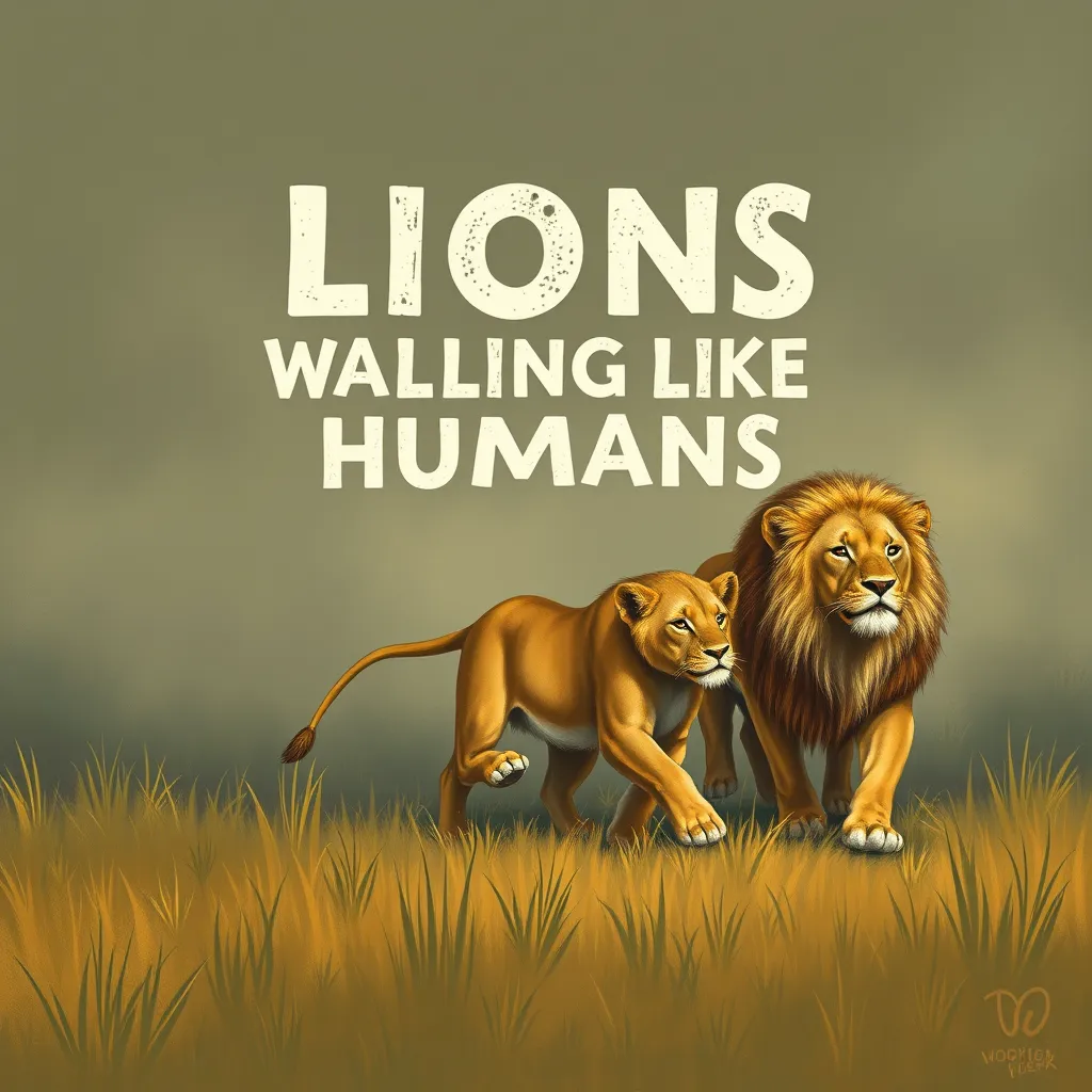 lions walking like humans