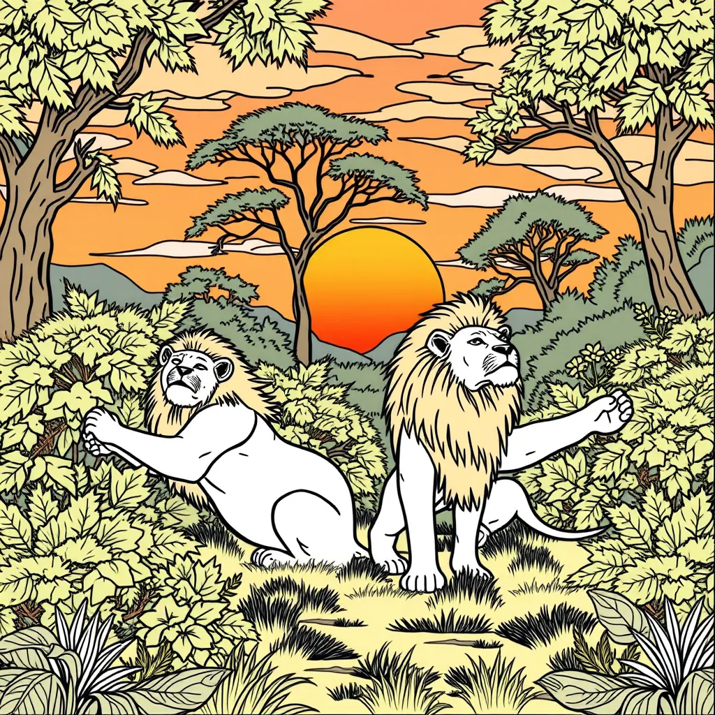 lions walking like humans