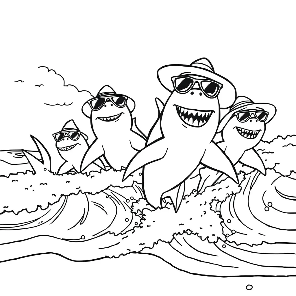 sharks tanning on the beach